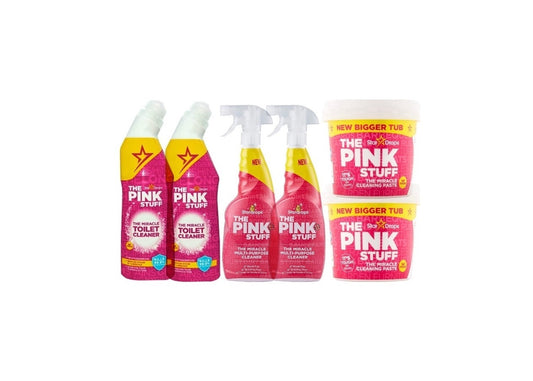 Das Pink Stuff Ultimate Bundle – 2x Spray 750 ml – 2x Toilettenreiniger 750 ml – 2x Miracle Paste 850 Gramm